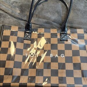 Checkered Tote Bag - Black and Brown